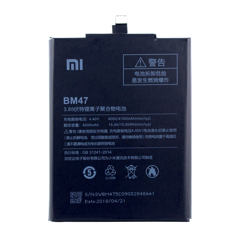 Xiaomi Batteria Agli Ioni Di Litio Bm47 Redmi 3 E Redmi 3s 4000mah