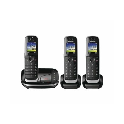 panasonic kx-tgj323gb schnurloses trio-dect telefon mit ab, schwarz
