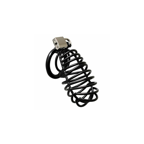 Dispositif de chasteté masculin en métal noir avec cadenas