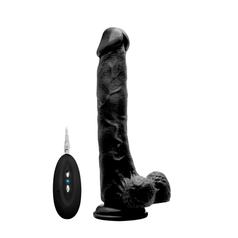 Vibrator Realistisch:Vibrating Realistic Cock 10" With Scrotum Black