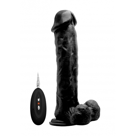 Vibrator Realistisch:Vibrating Realistic Cock 11" With Scrotum Black
