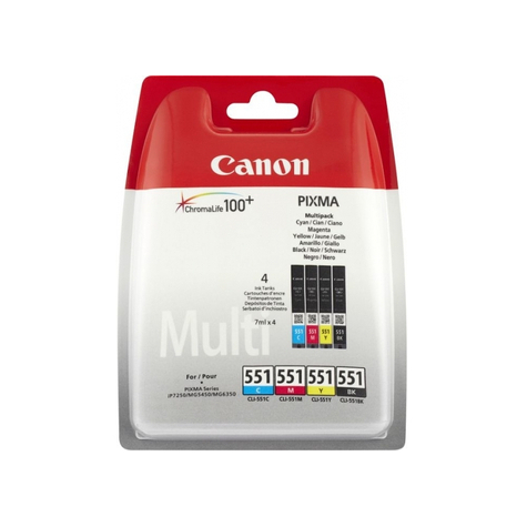 Canon Cartuccia Cli-551 Photo Value Pack 4-Pack 6508b005