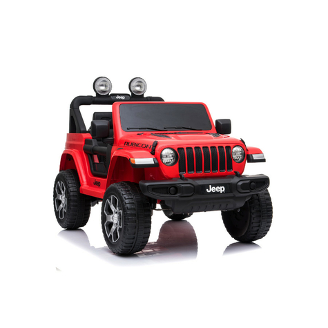 kinderfahrzeug elektro auto "jeep wrangler rubicon" lizenziert 12v10ah akku,4 motoren+ 2,4ghz+ledersitz+eva -rot