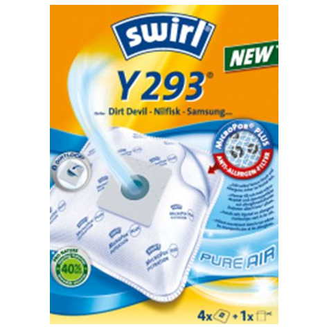 Swirl sac aspirateur y293 mp sac à poussière blanc 231 mm 72 mm 166 mm 255 g