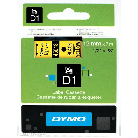 Dymo D1 - Self-Adhesive Labels - Black On Yellow