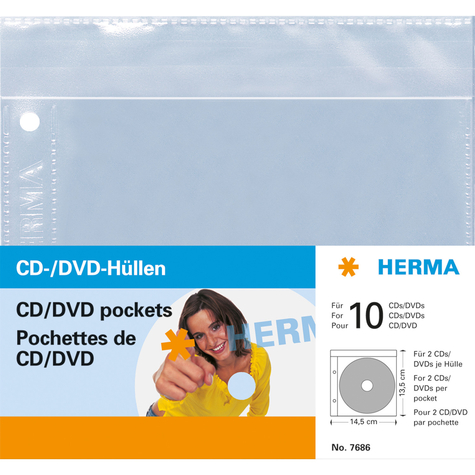 Herma Cd/Dvd-Hüllen 145x135 Mm 5 Hüllen Schutzhülle 2 Disks Transparent Polypropylen (Pp) 120 Mm 145 Mm