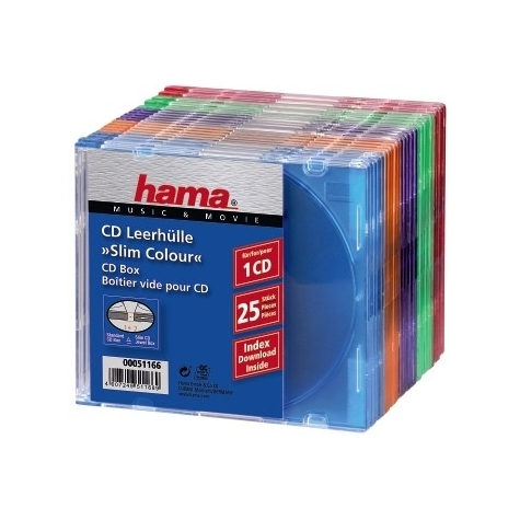 Hama Cd Slim Box Pack Of 25 Coloured 1 Disks Mehrfarbig Kunststoff