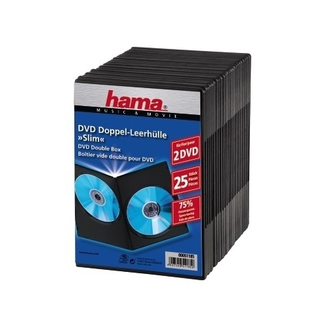 Hama Dvd Slim Double-Box 25 Black 2 Disks Schwarz