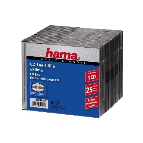 Hama Cd Slim Box Black Pack Of 25 Pcs 1 Disks Schwarz Kunststoff