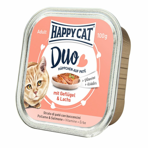 Happy cat, pâté hc duo volaille + saumon 100g