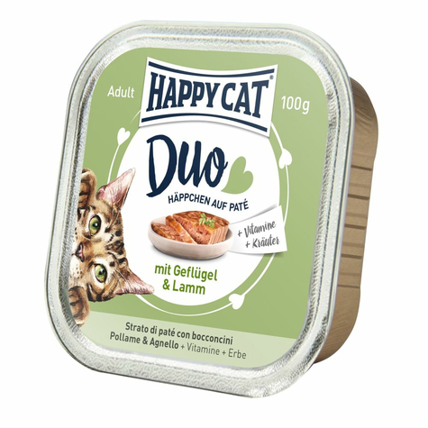 Happy Cat,Hc Duo Pate Gefl+Lamb 100gs