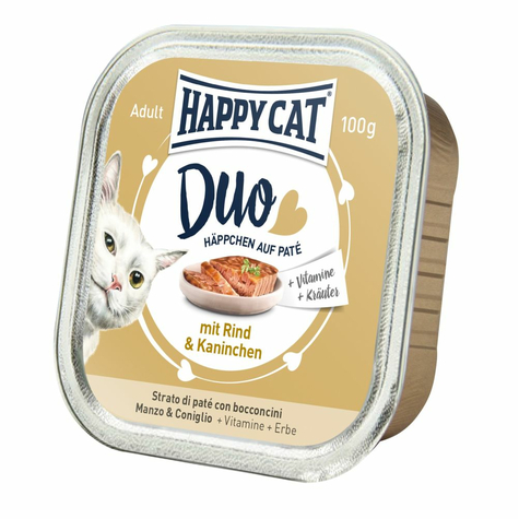 Happy Cat,Hc Duo Pate Rind+Kanin.  100gs