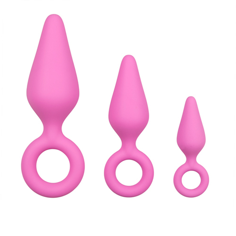 Plug anal : rose buttplugs with pull ring set