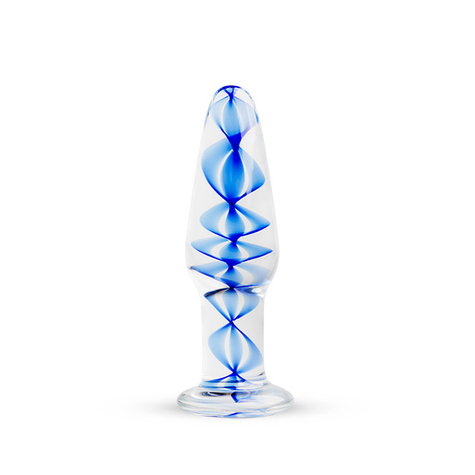 Plug anal : bleu spiral glass buttplug