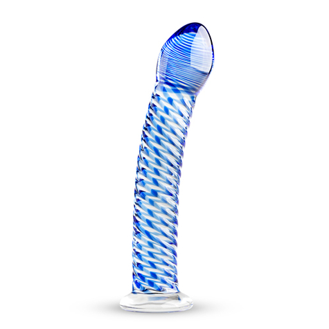 Gode : bleu lined glass dildo
