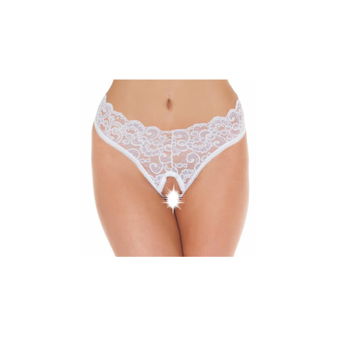 White lace ouvert entrejambe g-string