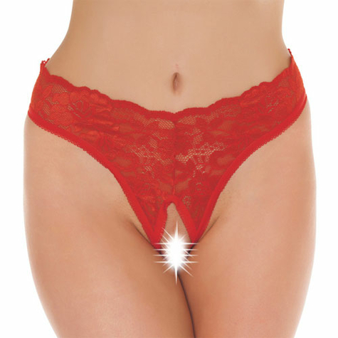 Frauenbrief : Rot Lace Open Crotch G-String