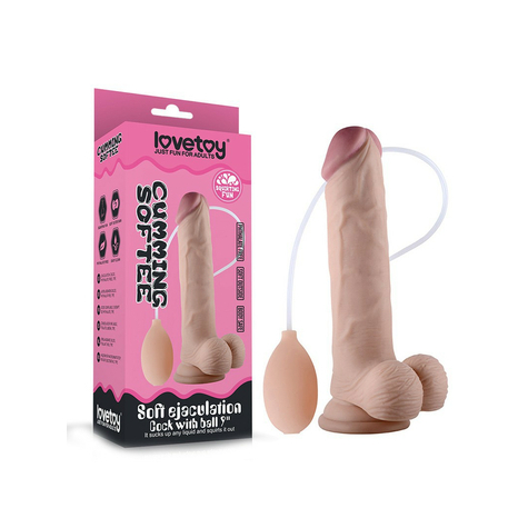 Love toy - soft ejaculation cock avec testicules 23 cm - gode à injection - nude