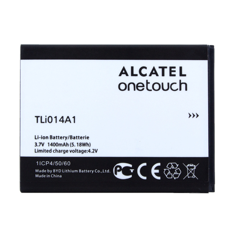 Alcatel Liion Battery Tli014a1 One Touch 4010d, 4030d, 5020d, 4012d 1400mah