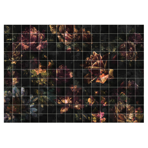 Papier peint photo - tiles flowers - taille 400 x 280 cm