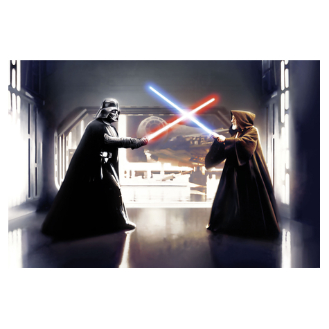 Vlies Fototapete - Star Wars Vader Vs. Kenobi - Größe 300 X 200 Cm