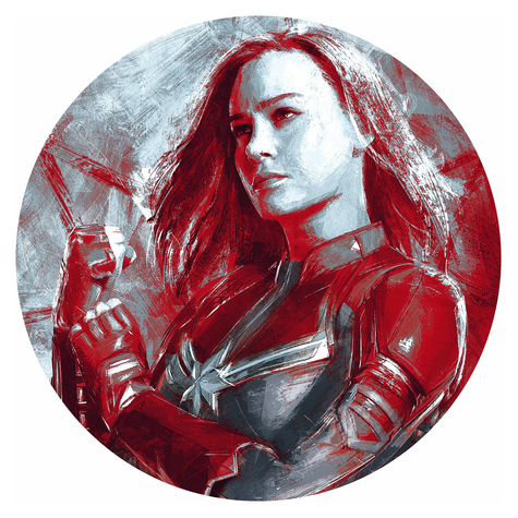Self-Adhesive Non-Woven Wall Mural / Wall Tattoo - Avengers Painting Captain Marvel - Size 125 X 125 Cm