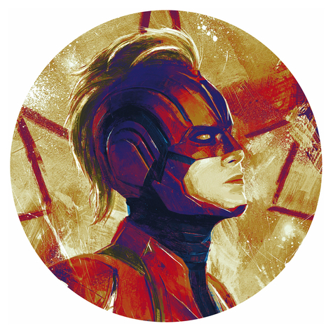 Selbstklebende Vlies Fototapete/Wandtattoo - Avengers Painting Captain Marvel Helmet - Größe 125 X 125 Cm