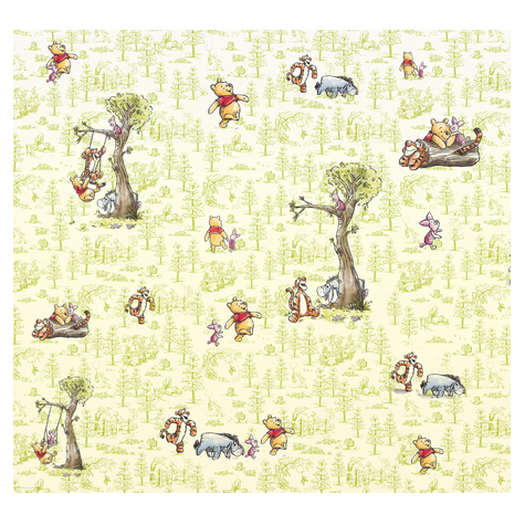 Non-Woven Wallpaper - Winnie The Pooh Friends - Size 300 X 280 Cm
