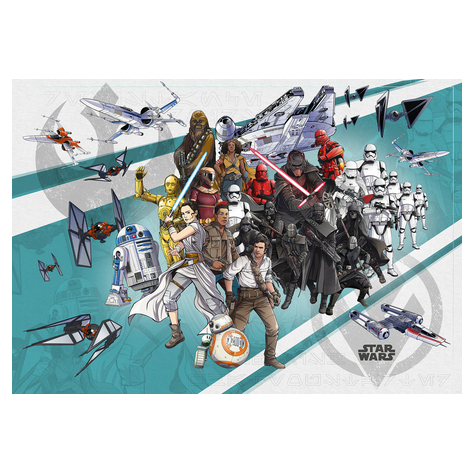Carta Da Parati Adesiva Fotografica  - Star Wars Cartoon Collage Wide - Dimensioni 400 X 280 Cm