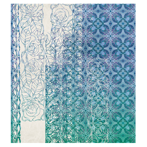 Vlies Fototapete - Art Nouveau Bleu - Größe 250 X 280 Cm