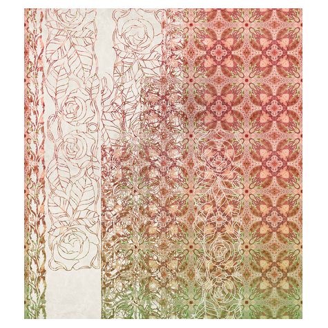 Carta Da Parati Adesiva Fotografica  - Art Nouveau Rouge - Dimensioni 250 X 280 Cm