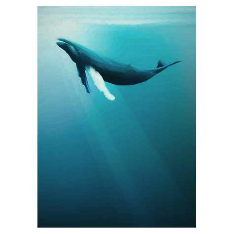 Non-Woven Wallpaper - Artsy Humpback Whale - Size 200 X 280 Cm