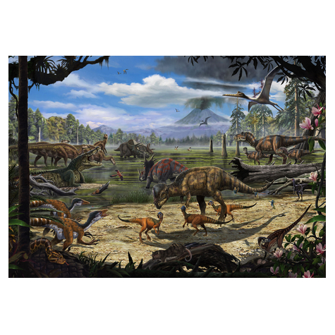 Papier peint photo - dinosaures sur le rivage - dimensions 400 x 280 cm