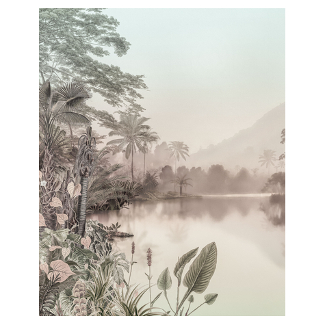 Papier peint photo - lac des palmiers - dimensions 200 x 250 cm