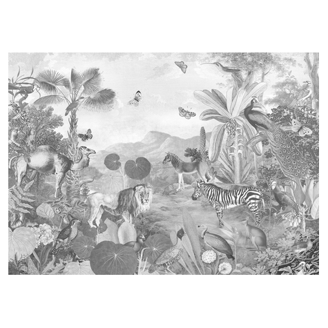 Non-Woven Wallpaper - Flora And Fauna - Size 350 X 250 Cm