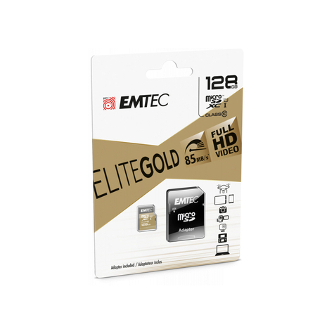 Microsdxc 256 Gb Emtec + Adattatore Cl10 Elitegold Uhs-I 85mb/S Blister