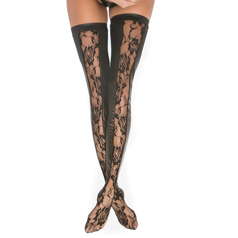 Bas : lace panel thigh high tights